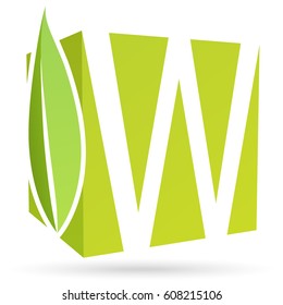 Logo box font W with leaf color green.
