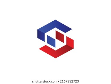 Letra del paquete de caja del logotipo S