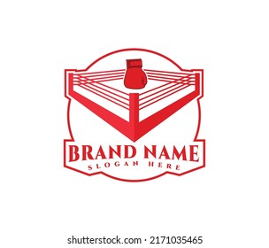 Logo for a boxing with glove and ring, circle shape boxing ring vector