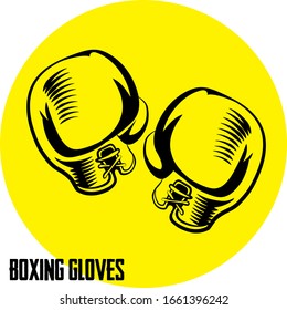logo boxing gloves. vector illustration linear drawing boxing gloves. gloves for Thai boxing. engraving style illustration.