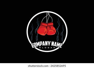 Logo for a boxing with two gloves and ring.