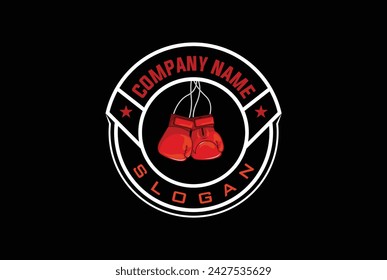 Logo for a boxing with two gloves and ring.