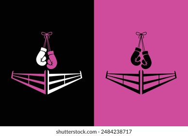 Logo for a boxing with two gloves and ring.