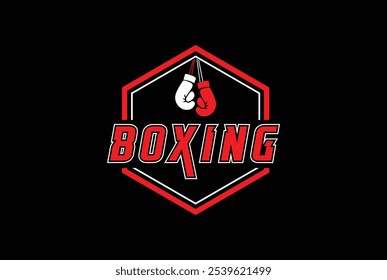 Logo para un boxeo con dos guantes y anillo