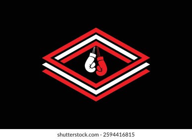 Logo for boxing with two gloves and ring.ac