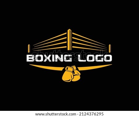 Logo for a boxing with two gloves and ring.