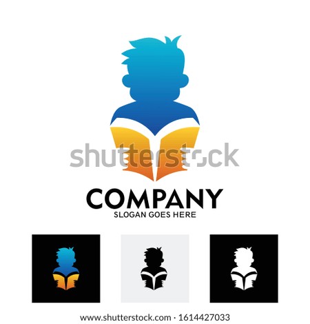 the logo of the boy character reading and learn a book, education, learning, science