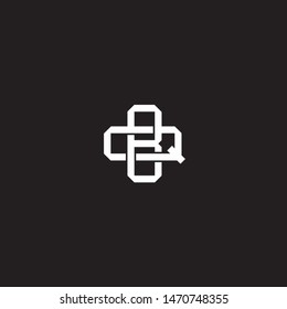 Logo BQ B Q QB initial monogram locked style with black and white colors