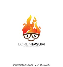 logo of a brain burned by a burning fire, geek logos