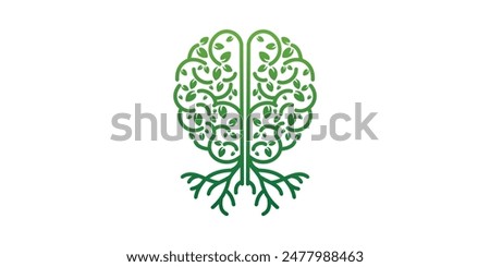 logo brain tree vector illustration green