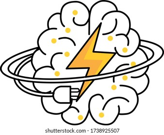 
Logo mit Gehirn durch die Kraft des Geistes und der Energie der Arbeit