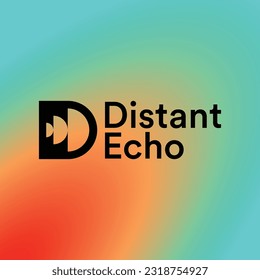 A logo for the brand Distant Echo that incorporates vibrant sound wave colors and conveys an energetic and dynamic aesthetic.