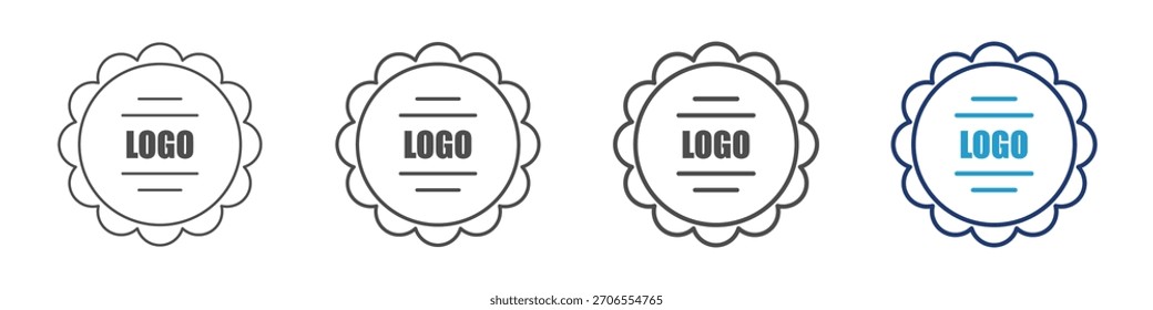 Logo or brand icon set in line style and blue colour. Ilustration vector design