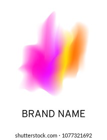 Logo brand trend fluid, liquid colors pink, purple, yellow, vibrant colors for design, wallpapers, presentation. Wave, dynamic flux, fire effect on white background. Bright splash wave of paint.