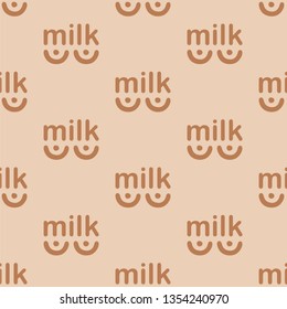 Logo with breast. Vector illustration of seamless pattern.