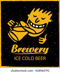 Logo for brewery with human figures, drinking beer