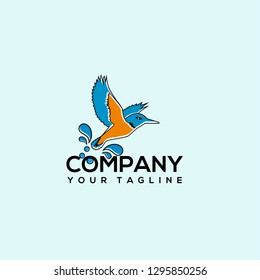logo  brid water, logo brid soda, drink glass and bird logo icon vector - Vector