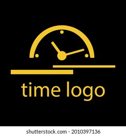 Logo, hellorangefarbene Uhr auf schwarzem Hintergrund