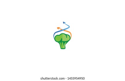 logo with broccoli, broccoli and arrows going up, development. green logo with broccoli. logo for consulting company. - vector