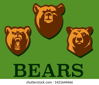 Logo Brown Bear. Face angry bear