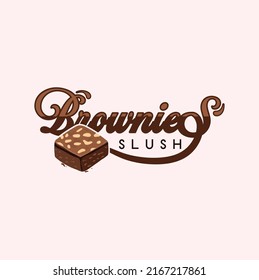 Logo brownie slush chocolate cake vector illustration