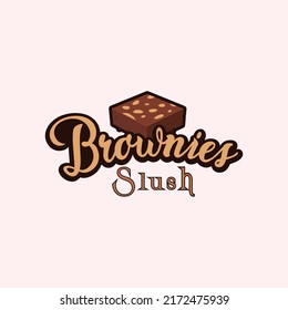 Logo brownie slush chocolate cake vector