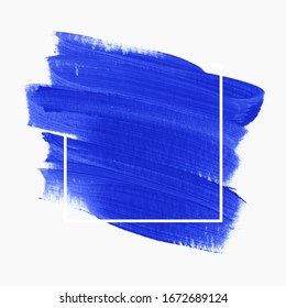 Vector de fondo de trazo de pintura de pincel de logotipo sobre marco cuadrado. Diseño acrílico perfecto para titulares y banner de venta. 