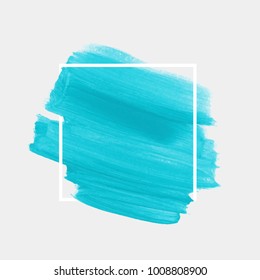 Logo brush paint texture design acrylic stroke poster over square frame vector. Original rough paper hand painted vector. Perfect design for headline, logo and sale banner.