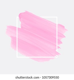 Logo brush paint texture design acrylic stroke poster over square frame vector. Original rough paper hand painted vector. Perfect design for headline, logo and sale banner.