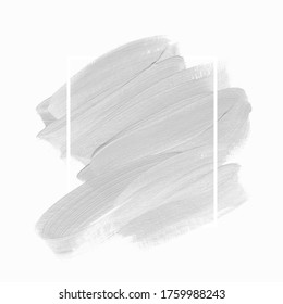 Logo brush paint watercolor abstract background design vector over frame. Perfect silver acrylic design for headline, logo and sale banner. 