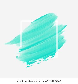 Logo brush painted abstract background watercolor design illustration vector over square frame. Perfect acrylic design for headline, logo and sale banner. 