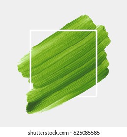 Logo brush painted acrylic abstract background design illustration vector over square frame. Perfect watercolor design for headline, logo and sale banner. 