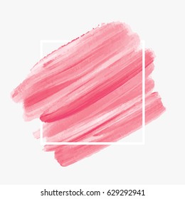 Logo brush painted acrylic abstract background design illustration vector over square frame. Perfect watercolor design for headline, logo and sale banner. 