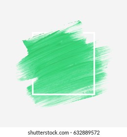 Logo brush painted acrylic abstract background design illustration vector over square frame. Perfect watercolor design for headline, logo and sale banner. 