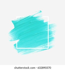 Logo brush painted acrylic abstract background design illustration vector over square frame. Perfect watercolor design for headline, logo and sale banner. 