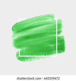 Logo brush painted acrylic abstract art background design illustration vector over square frame. Perfect watercolor design for headline, logo and sale banner. 
