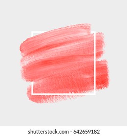 Logo brush painted acrylic abstract art background design illustration vector over square frame. Perfect watercolor design for headline, logo and sale banner. 