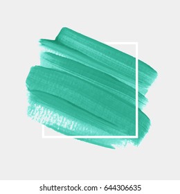 Logo brush painted acrylic abstract art background design illustration vector over square frame. Perfect watercolor design for headline, logo and sale banner. 