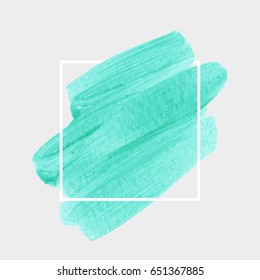 Logo brush painted acrylic abstract art background design illustration vector over square frame. Perfect watercolor design for headline, logo and sale banner. 