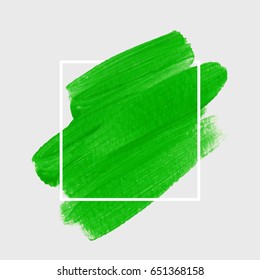 Logo brush painted acrylic abstract art background design illustration vector over square frame. Perfect watercolor design for headline, logo and sale banner. 