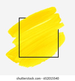 Logo brush painted acrylic abstract art background design illustration vector over square frame. Perfect watercolor design for headline, logo and sale banner. 
