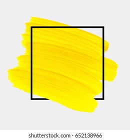 Logo brush painted acrylic abstract art background design illustration vector over square frame. Perfect watercolor design for headline, logo and sale banner. 
