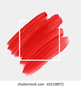 Logo brush painted acrylic abstract art background design illustration vector over square frame. Perfect watercolor design for headline, logo and sale banner. 