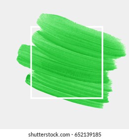 Logo brush painted acrylic abstract art background design illustration vector over square frame. Perfect watercolor design for headline, logo and sale banner. 