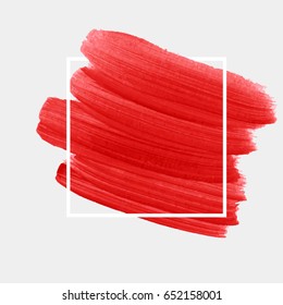 Logo brush painted acrylic abstract art background design illustration vector over square frame. Perfect watercolor design for headline, logo and sale banner. 
