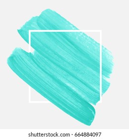 Logo brush painted acrylic abstract background design illustration vector over square frame. Perfect watercolor design for headline, logo and sale banner. 