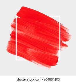 Logo brush painted acrylic abstract background design illustration vector over square frame. Perfect watercolor design for headline, logo and sale banner. 
