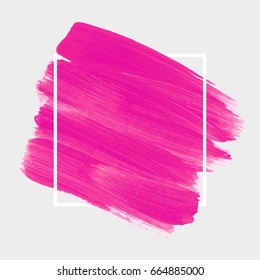 Logo brush painted acrylic abstract background design illustration vector over square frame. Perfect watercolor design for headline, logo and sale banner. 