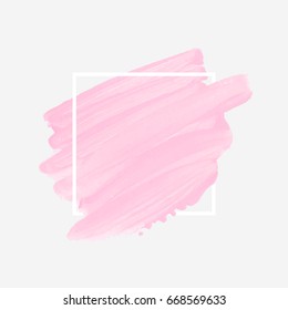 Logo brush painted acrylic abstract background design illustration vector over square frame. Perfect watercolor design for headline, logo and sale banner. 