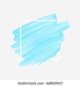Logo brush painted acrylic abstract background design illustration vector over square frame. Perfect watercolor design for headline, logo and sale banner. 